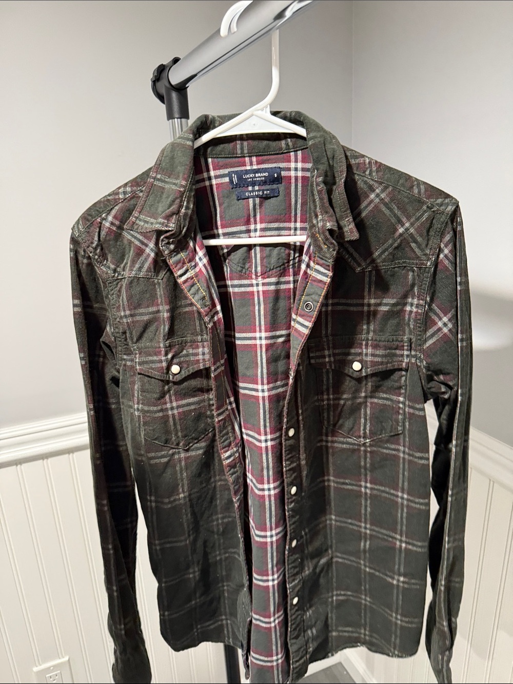 Lucky Brand Dark Green & Burgundy Plaid Button-Up Shirt